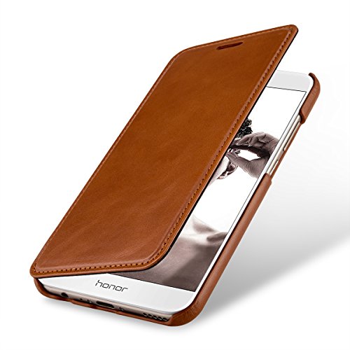 StilGut Leder-Hülle kompatibel mit Huawei Honor 8 Pro Book Type, Cognac