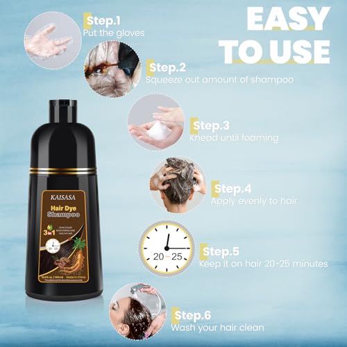 IIIMEIDU KAISASA Chestnut Brown Hair Dye Shampoo for Gray Hair, 3 in 1 Hair Color Shampoo for Women Men, Grey Coverage 500ml — view 3