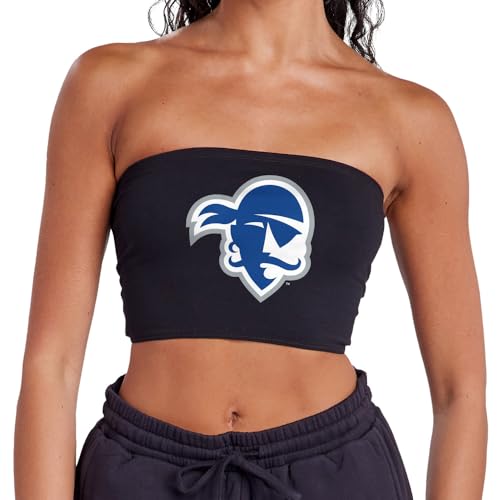 Seton Hall University Pirates Primary Logo Women's Tube Top, Strapless Casual Sleeveless Single Layer Top, Black, Small