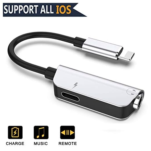 Adaptador de Conector de Auriculares de 3,5 mm para iPhone XS Adaptador de Auriculares y Cargador para iPhone Adaptador de Conector de Auriculares iPhone X/XS max/8/8 Plus/7/7 Plus Soporte iOS 12