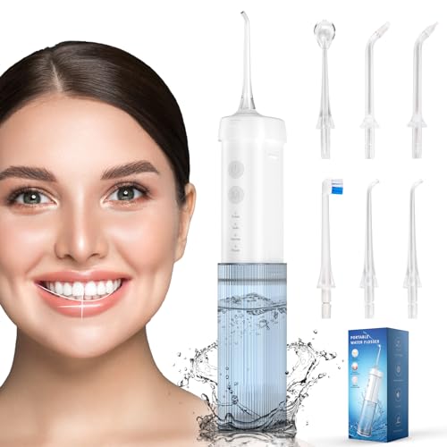 DIHOOM Wireless Portable Oral Irrigator - 4 Modes Retractable Water Tank Water Flosser, 210 ml IPX7 Waterproof, Suitable for Family and Travel, Black