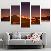 5 Panel Canvas Wall Art Desert at Night Pictures Modern Artwork for Home Decorations Ready to Hang - 60
