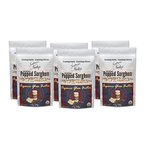 Nature Nate’s Popped Sorghum, Organic Ghee Butter - Organic, Keto & Gluten Free, Healthy Snacks, Better Than Popcorn, Made in USA - 1.7 Ounce (Pack of 6)