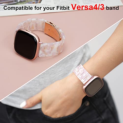 Wongeto Resin Bands Compatible With Fitbit Versa 4/Versa 3/Sense 2/Sense Women Men, Elegant Replacement Wristband For Fitbit Versa 4/ Fitbit Sense 2 Smartwatch(Pink) #TOP7