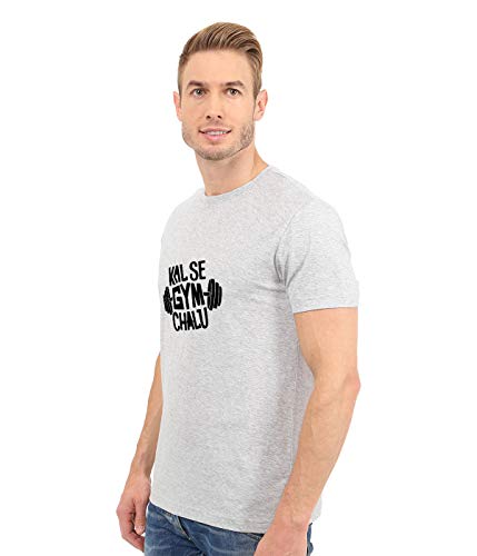 Image of T-Shirt for Men KAL SE Gym CHALU Funny Hindi Quotation, Graphic and Typography t-Shirt