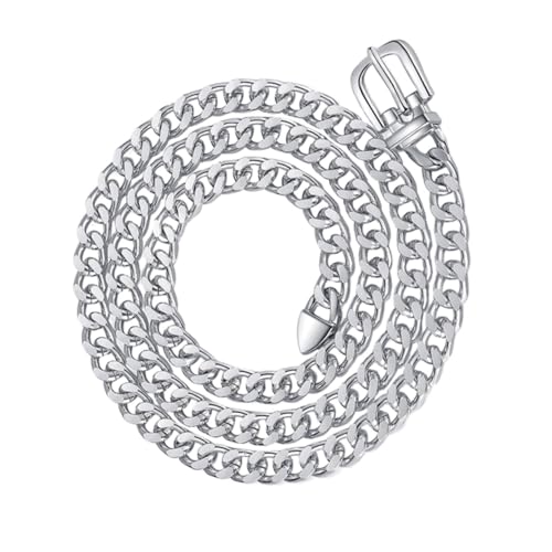 Didiseaon Metal Waist Chain for Women Silver Punk Metal Belt Shiny Decorative Belt
