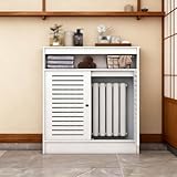 Cubre Radiador Blanco，Cubierta De Radiador con Cajón，Madera Cobertura para Radiadors，Cobertura para RadiadorDe Impermeable，Estante para RadiadorCalentador per Soggiorno(L80xH90xT20cm)