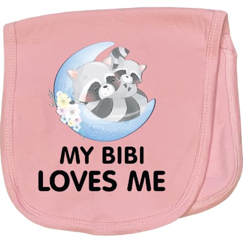 inktastic Raccoon My Bibi Loves Me Baby Burp Cloth Pink 41bbd