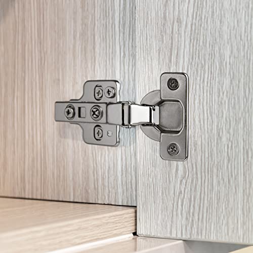 Oceanvilla 20Pcs Frameless Half Overlay Soft Closing European Hinges,3D Adjustable Clip-On Concealed Hinges For Kitchen Cabinet Drawers Door,Nickel Plated Finish With Screws #TOP9