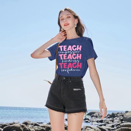 SFHFY Teacher Shirt Women: Teach Tshirt Cute Teacher Life Shirts Special Education Tee First of Day School Tops3