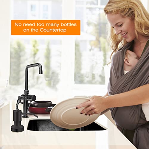 Sink Soap Dispenser For Kitchen Sink, Countertop Built In Sink Soap Dispenser With 47”Extension Tube Kit, No Need To Fill The Little Bottle Again (Black) #TOP7
