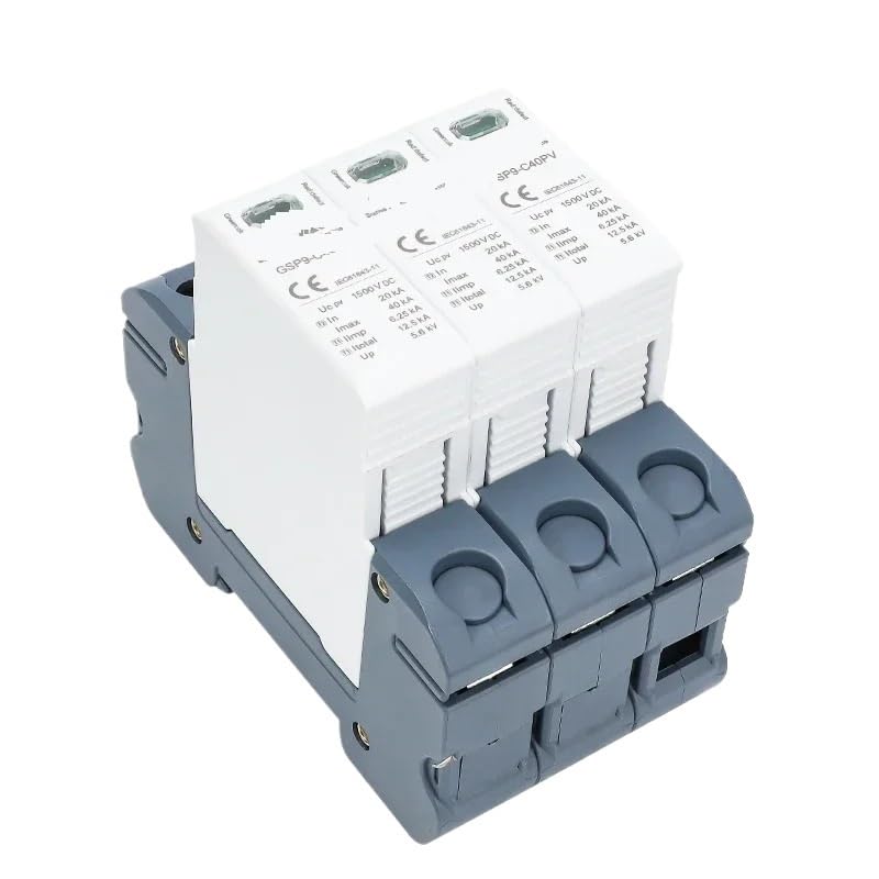 GSP9 3P Solar PV Low Voltage DC SPD Din Rail DC 600V 1000V 1500V 40KA Surge Arrester Lightning Protector(3P 1500VDC)
