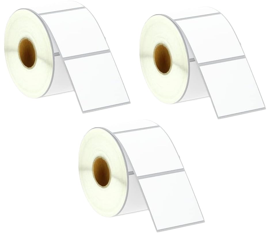 True-Ally 50x50 Chromo Square Barcode Label Sticker - 2 x 2 inches - 50mm x 50mm - 1000 Labels Per Roll - Self Adhesive Sticker for Printing Barcoding(Ribbon Required) (3 Roll per Pack (3000 Labels))