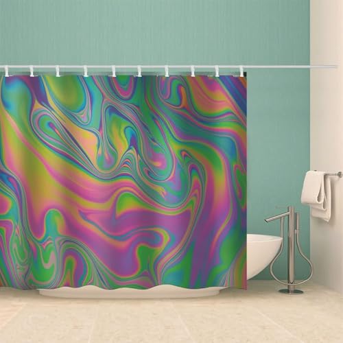 Rideau de douche en polyester lavable rose vert avec anneaux inclus