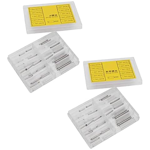 GAESHOW 2Boxes Watch Band Link Pins Strap Screw Set Watchmaker Repair Tool Accessories with Storage Box Multi Sizes Strap Screw Watch Cover