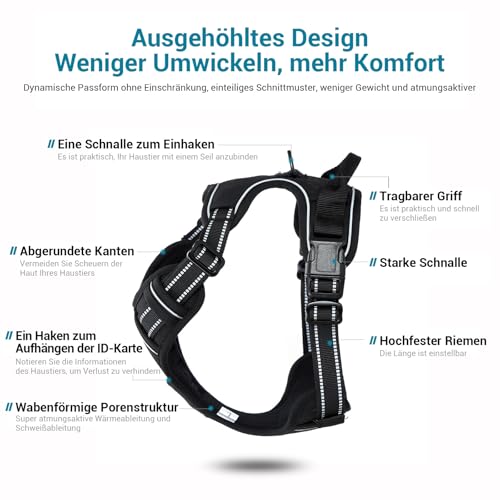 FSROOMZ Hundegeschirr Anti Zieh für Kleine und mittelgroße Hunde, Anti Zug Welpen Sicherheitsgeschir No Pull Dog Harness, Weich, Gepolstert, verstellbar, Atmungsaktiv, Reflexstreifen Brustgeschirr (S)