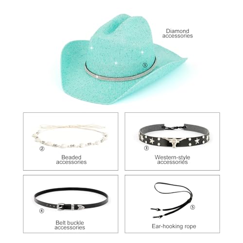 Image of Sequin Cowboy Hat for Men & Women - Sparkly Cowgirl Hat with Thread Detail, Stylish Cowboy Hat for Parties