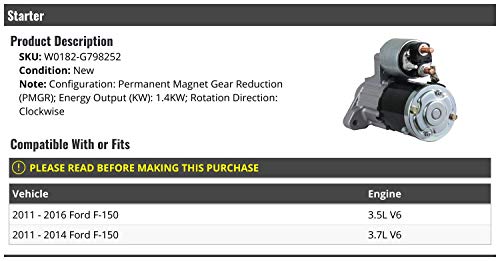 Starter compatible con Ford F-150 2011-2016 3.5L 3.7L V6 miniatura 2