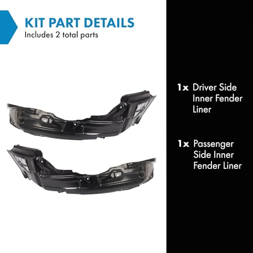 Image of TRQ Inner Fender Liner Set Compatible with 2010-2015 Mitsubishi Lancer MI1248131 MI1249125