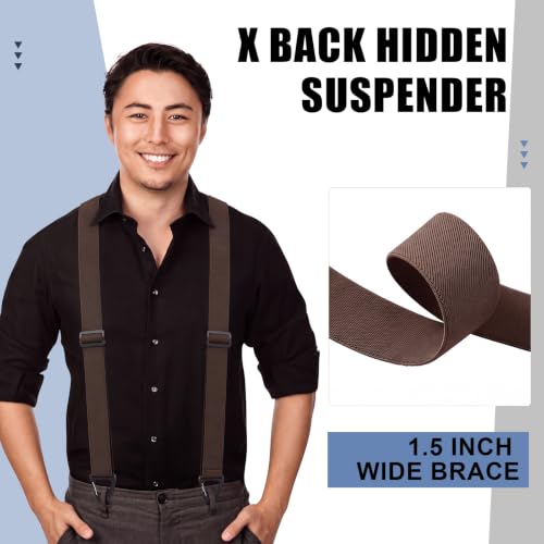 Image of Janmercy 2 Pcs Men's Hidden Suspenders Under Clothing | 1.5 inch X Back Heavy Duty Work for Shirt Jeans
