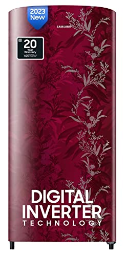 Samsung 183 L 2 Star Digital Inverter Direct Cool Single Door Refrigerator (RR20C20C26R/NL, Mystic Overlay Red 2023 Model)