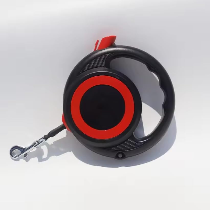 Laisse Rétractable pour Chien Grand Format 5M De Marche en Nylon Résistante avec Frein Et Verrouillage À Une Main Durable Anti‑Enchevêtrement pour Chiens Moyens Grands Poignée Ergonomique(A)