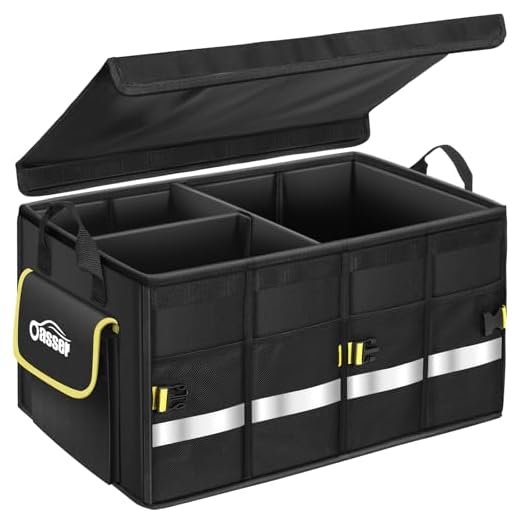 Oasser Organizador Maletero Coche Organizador de Coche para Almacenamiento Plegable Impermeable y Base Antideslizante Tapa Desmontable Negro E3A