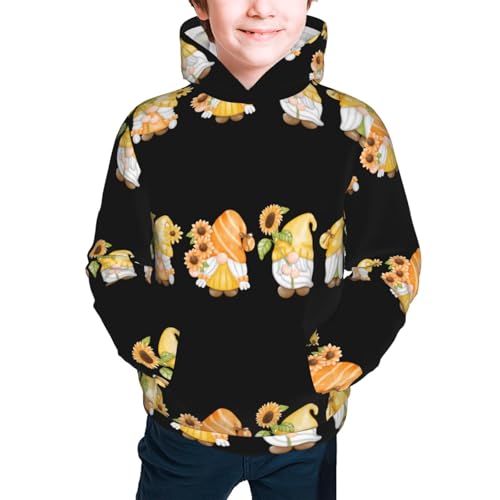 Sunflower Gnomes,Cute Gnome Kids Pullover Hoodies Boys Sweatshirts Girls Athletic Clothes with Pocket2