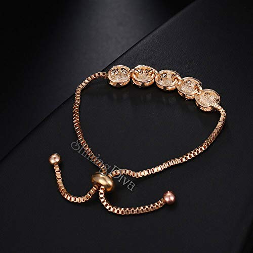 Image of Shining Diva Fashion Full Crystal Charm Stylish Gold Plated Charm Bracelet for Women