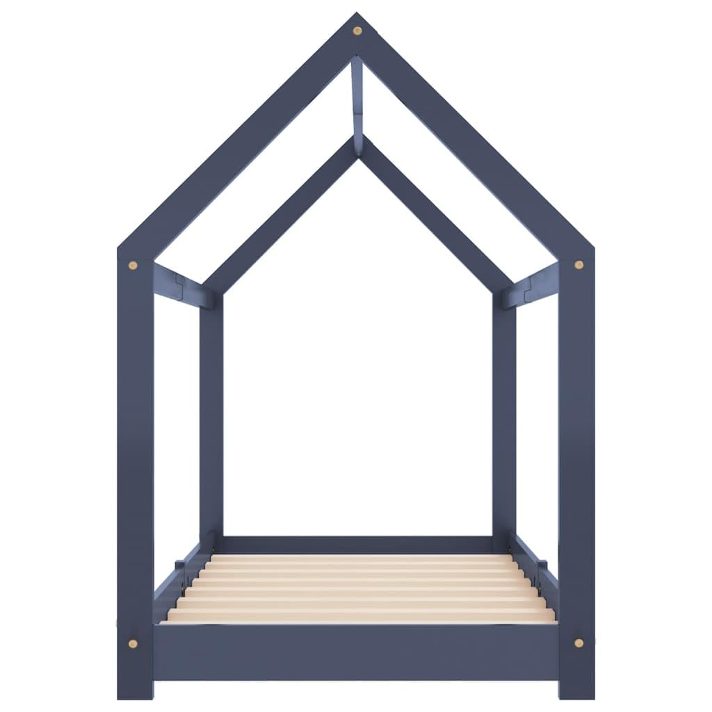 SKM Estructura de Cama Infantil Madera Maciza Pino Gris 80x160 cm,Mobiliario,Mobiliario para bebés y niños pequeños,Cunas y Camas para niños,Gris,283353