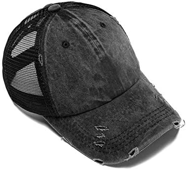 Distressed Ponytail Hats Baseball for Women Messy-Bun Pony Caps - Image 3