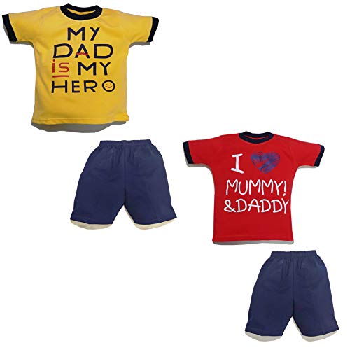 Image of Infant wear Baby Tshirt Pant Combo Pack of 2 Set for 6 Months to 1 Year Kids Pure Cotton-Printed Multicolour