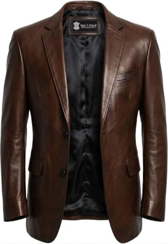 Image of Isaac & David Chicago Lambskin Genuine Casual Wear Leather Blazer Sport Coat Classic Button Closure for Men 2 Button Coat