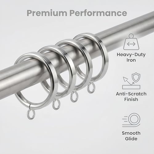 XHLTTBD 40 Pack 1.25 Inch Inner Diameter Satin Nickel Curtain Rings - Heavy Duty Iron, Fits 1.0-1.2 Inch Thin Rods, Non-Drill, Smooth Glide, Rust & Fingerprint-Proof (No Hooks) by XHLTTBD - Image 3