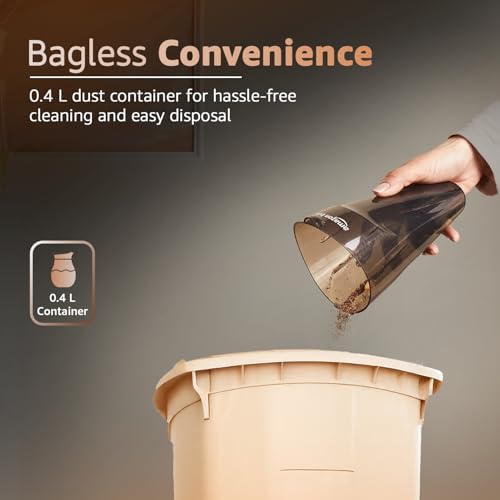Image of Amazon Basics Cordless Vacuum Cleaner for Car & Home | Powerful Suction | Dual Mode, 7600mAh Rechargeable Battery & 12V DC Car Port | High Power Portable Lightweight Wireless Vacuum | Black
