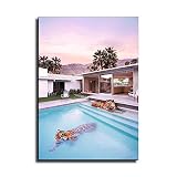 Animal Tigers and Swimming Pool Poster Wall Art Canvas Painting Travel Posters and Prints Cuadros An