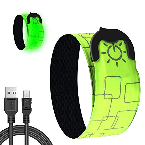 MOCOLI Pulseras LED, Pulsera LED USB Recargable para para Correr, Bicicleta, Hacer Ejercicio y Actividades al Aire Libre con 3 Modos de Brillo (Bater�a Recargable incluida)