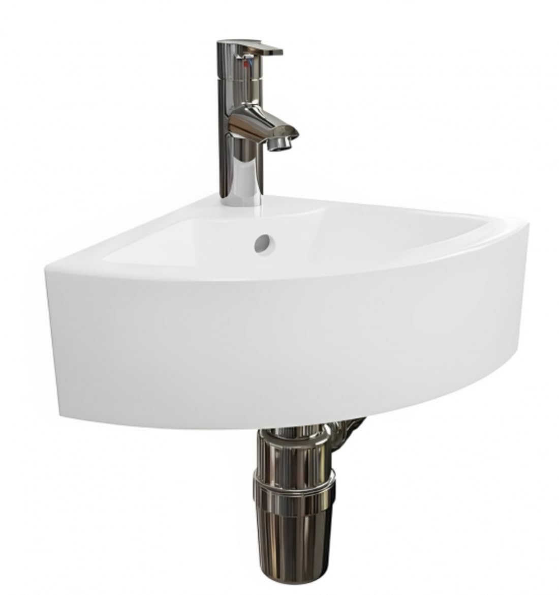 Compact Corner Wall Hung Bathroom Basin Sink No Tap. (32X32X13CM)