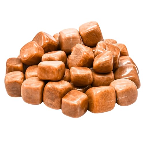 Image of Certified Peach Moonstone Crystal Healing Tumbled Stone, Natural Polished Crystals for DIY Crafts, Manifestation, Meditation, Pooja Feng Shui and Reiki Healing (30 Grams)