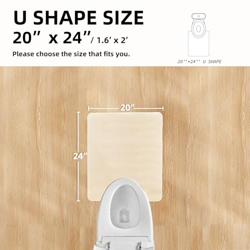 Toilet Rug, Thin Toilet Rugs U Shaped Washable Non Slip Absorbent Quick Dry Low Pile Toilet Mat, 20"x24" U Shape Beige