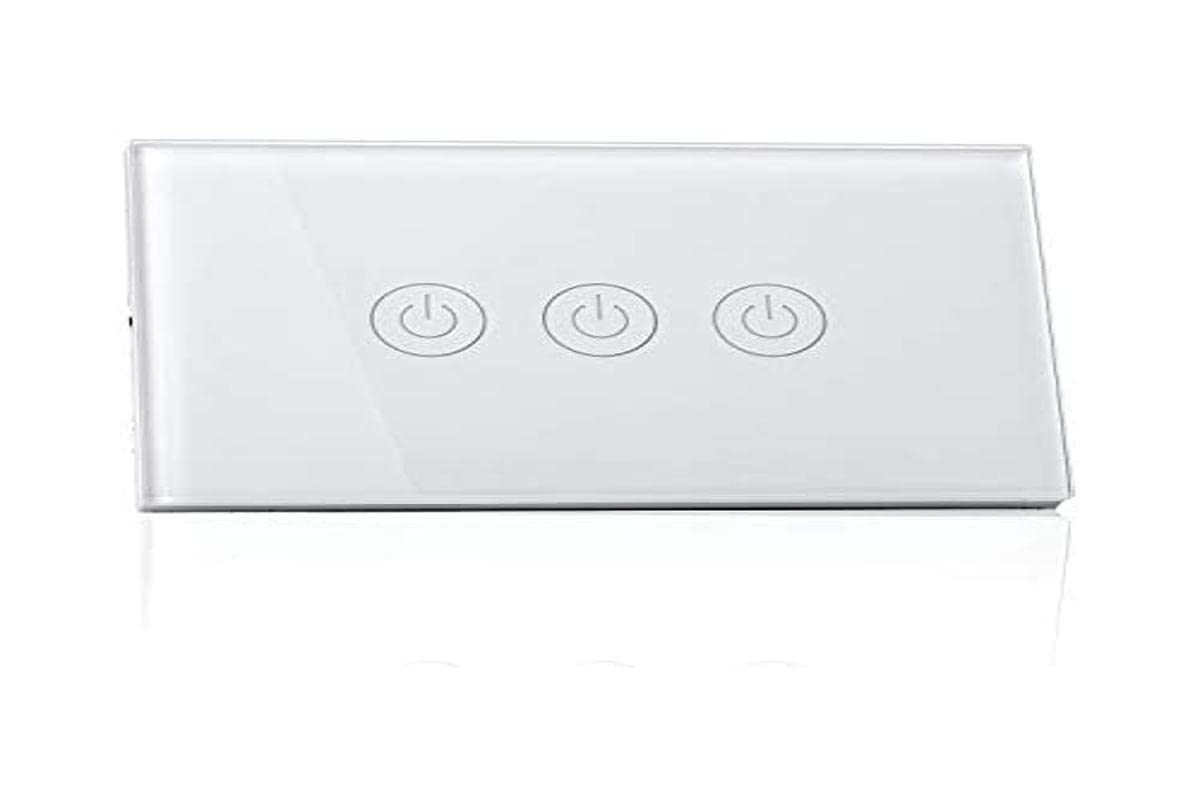 Meross WiFi-Schalter zu Hause mit WiFi Alexa, intelligenter italienischer Wandschalter, 1/2/3 Gang, Touch-LED-Panel, stoßfest, elektrisch, Timer, App Fernbedienung, kompatibel mit Alexa, Google Home