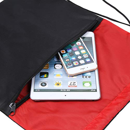 Icobuty Sports Gym Bag Sack Cheerleading Cheerleader Drawstring Backpack 6 Pack Men Women 210D Polyester (Red/Black) #TOP4