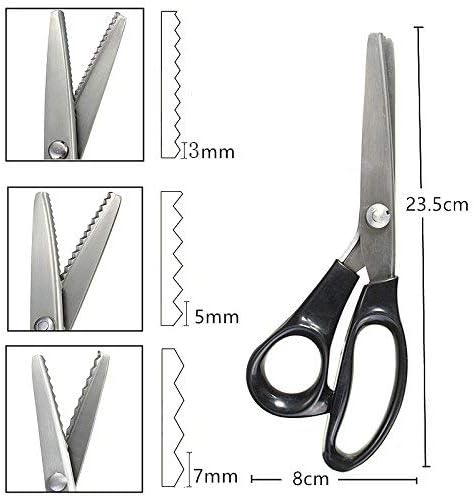 Pinking Shears, Professional Stainless Steel Dressmaking Sewing Craft Scissors Comfort Grips, Serrated & Scalloped Blades Cut, Tailor Decorative Tool - Fabrics Leather Paper Craft (Scalloped 18 mm) - 4
