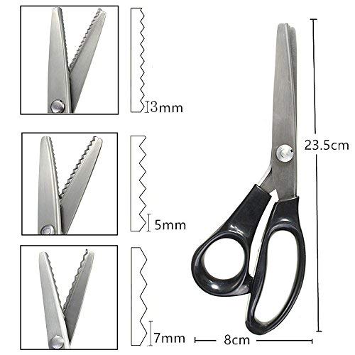 Dressmaking Sewing Craft Scissors, Professional Stainless Steel Pinking Shears Comfort Grip, Serrated & Scalloped Blades Cut Tailor Decorative Tool - Fabrics Leather Paper Craft (Scalloped 18Mm) #TOP4