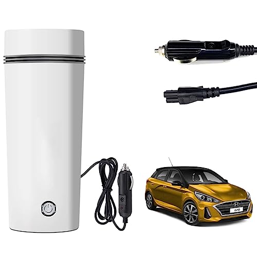 Image of Oshotto 12V Portable Electric Kettle Cup Stainless Steel Electric Kettle Auto Shut-off For Travel Camping, Road Trip Compatible with Hyundai i20 (2020-2026) (350ml) - White