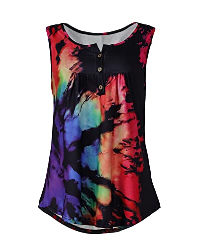 Zyyfly Womens Tank Tops Loose Fit Flowy Long Sleeveless Tank Tops For Women Summer Tie Dye L #TOP4