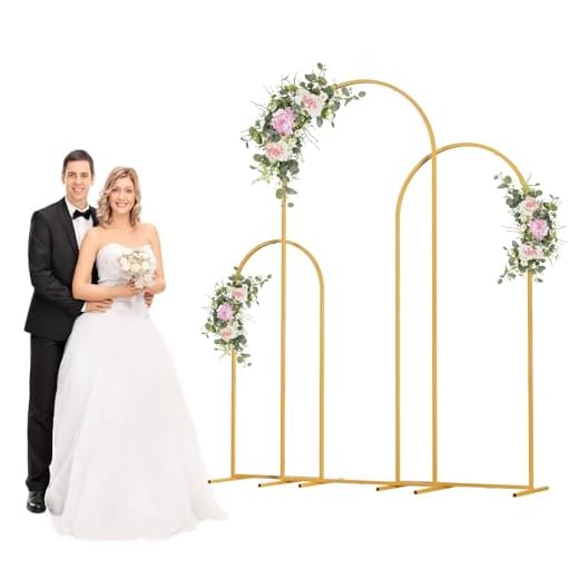 3 juegos de soporte de arco de boda dorado, soporte de arco de boda de hierro para cumpleaños, fiesta, ceremonia, fácil de montar y desmontar, tres estilos de altura