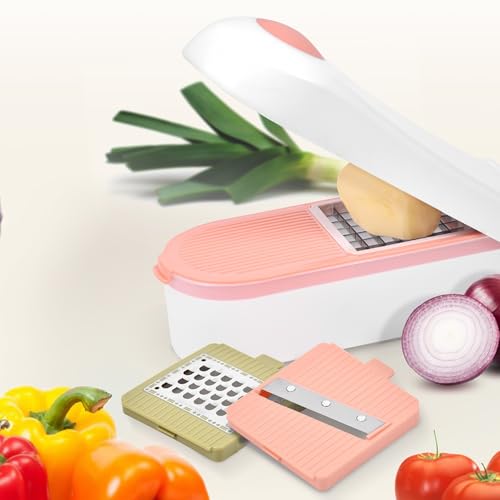 Coupe légumes & fruits sécurisé -Bac récupérateur,3 lames inox -Tranche, découpe frites, rondelles, dés -Râpe fromage -Durandal