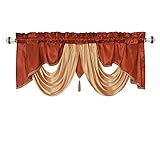 GOHD Golden Ocean Home Decor Valarie Fancy Window Valance. 54 x 18 inches. Taffeta Fabric with Soft Satin Swag. Add Some Royal luxruy Accent to Your Home. (Rust)