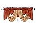 GOHD Valarie Fancy Window Valance. 54 x 18. Taffeta Fabric with Soft Satin Swag. Add Some Royal luxruy Accent to Your Home. (Rust)